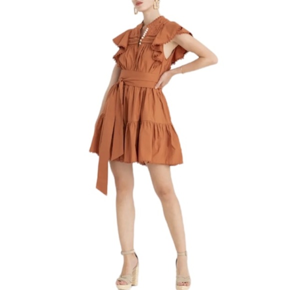 Secret Mission Bartolina Ruffled Dusty Orange Dress NWT - Picture 10 of 10